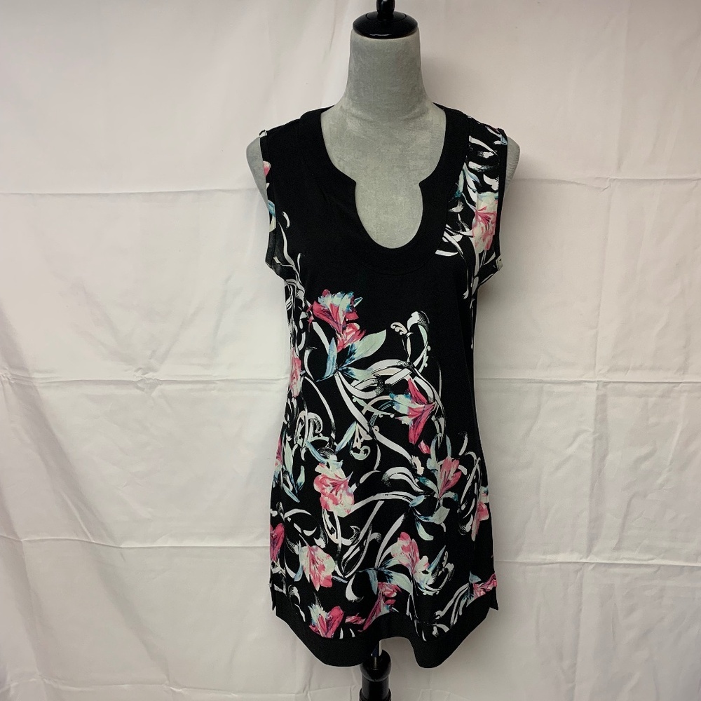 Whitehouse Blackmarket Dress Shift Dark Floral Vacation Resort Cruise SZ M